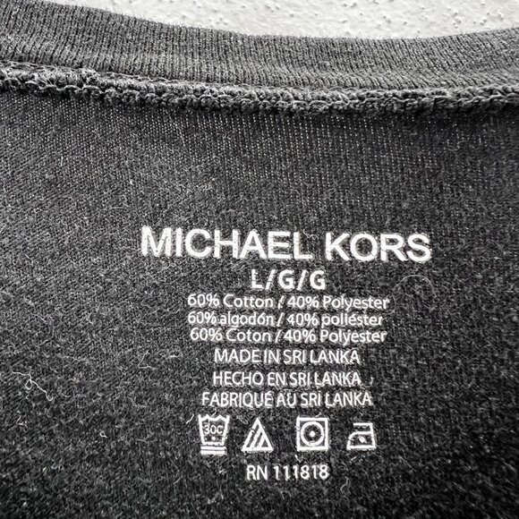 Michael Kors Henley Shirt size L Men Black Long Sleeve Logo FLAW - Picture 5 of 5